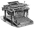 Old school black and white type writer illustration