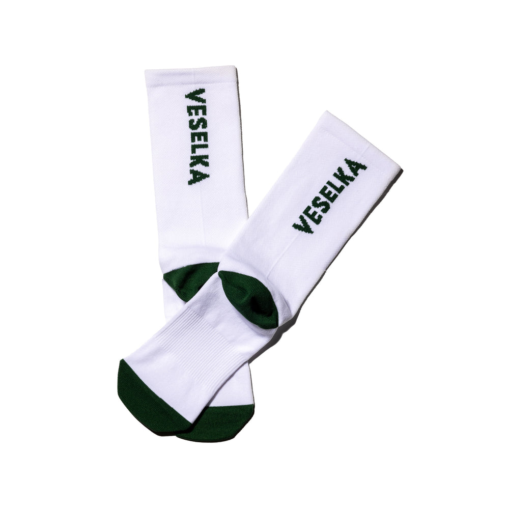 Veselka cycling socks, green and white