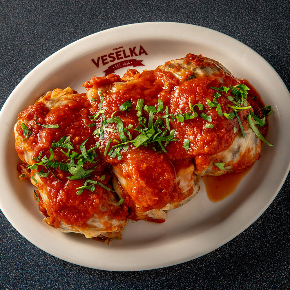 6 Meat Stuffed Cabbage with Tomato Sauce