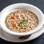 Mushroom Barley soup in a bowl 
