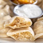Potaot pierogi cut open 